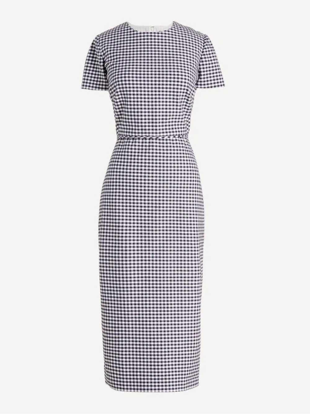 J. Crew Navy and White Gingham Midi Dress